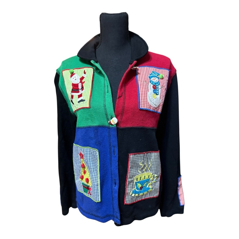 Onque Casuals women's Christmas holiday sweater cardigan. - Picture 2 of 5